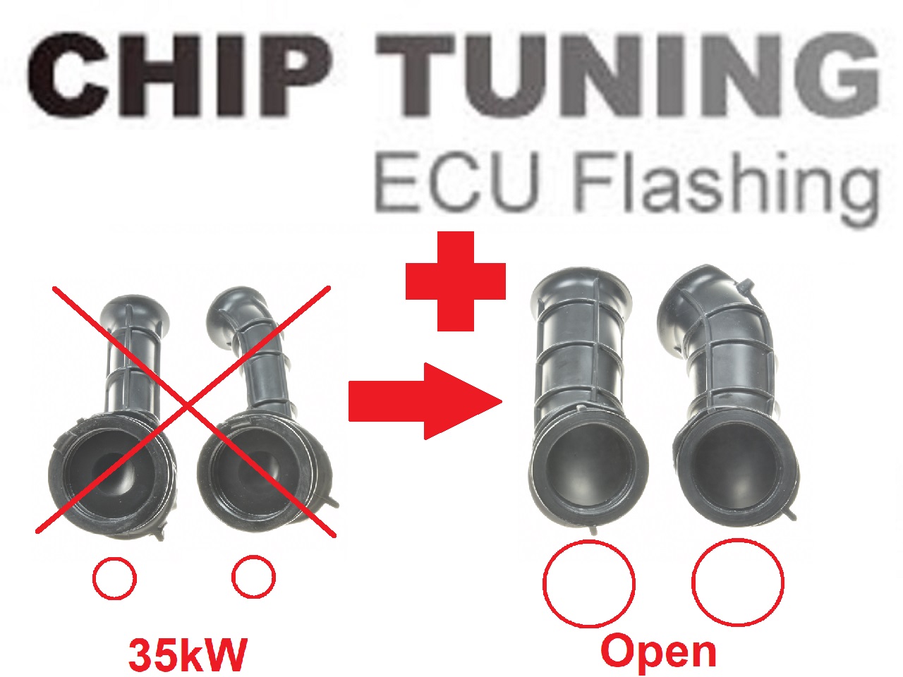 High Performance ECU Flash Tuning (Stage 2) + open air funnels