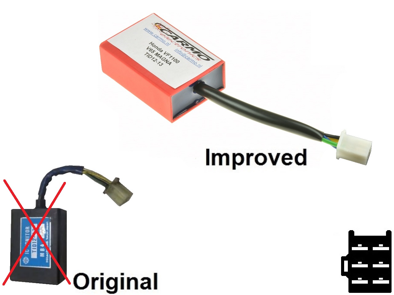 Honda VF1100 V65 Magna igniter ignition module CDI TCI Box (MB4, TID12-13) Honda VF1100 V65 Magna igniter ignition module CDI TCI Box (MB4, TID12-13)