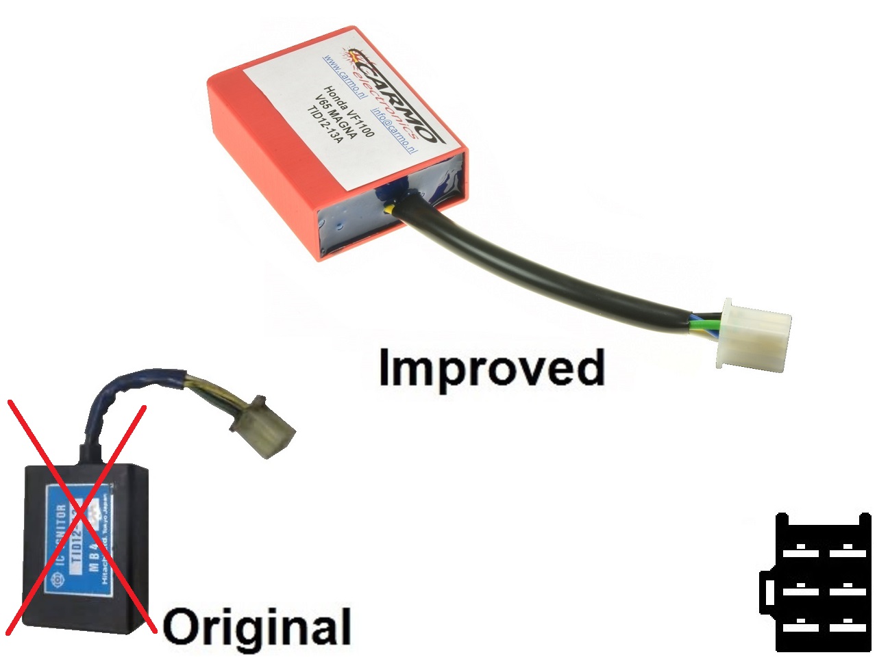 Honda VF1100 V65 Magna igniter ignition module CDI TCI Box (MB4, TID12-13A) Honda VF1100 V65 Magna igniter ignition module CDI TCI Box (MB4, TID12-13A)