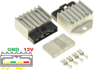 Shindengen SH653-12, SH635-12, SH610-12, SH636A-12, SH580-12 Voltage regulator rectifier + counter plug complete Shindengen SH653-12, SH635-12, SH610-12, SH636A-12, SH580-12 Voltage regulator rectifier + counter plug complete