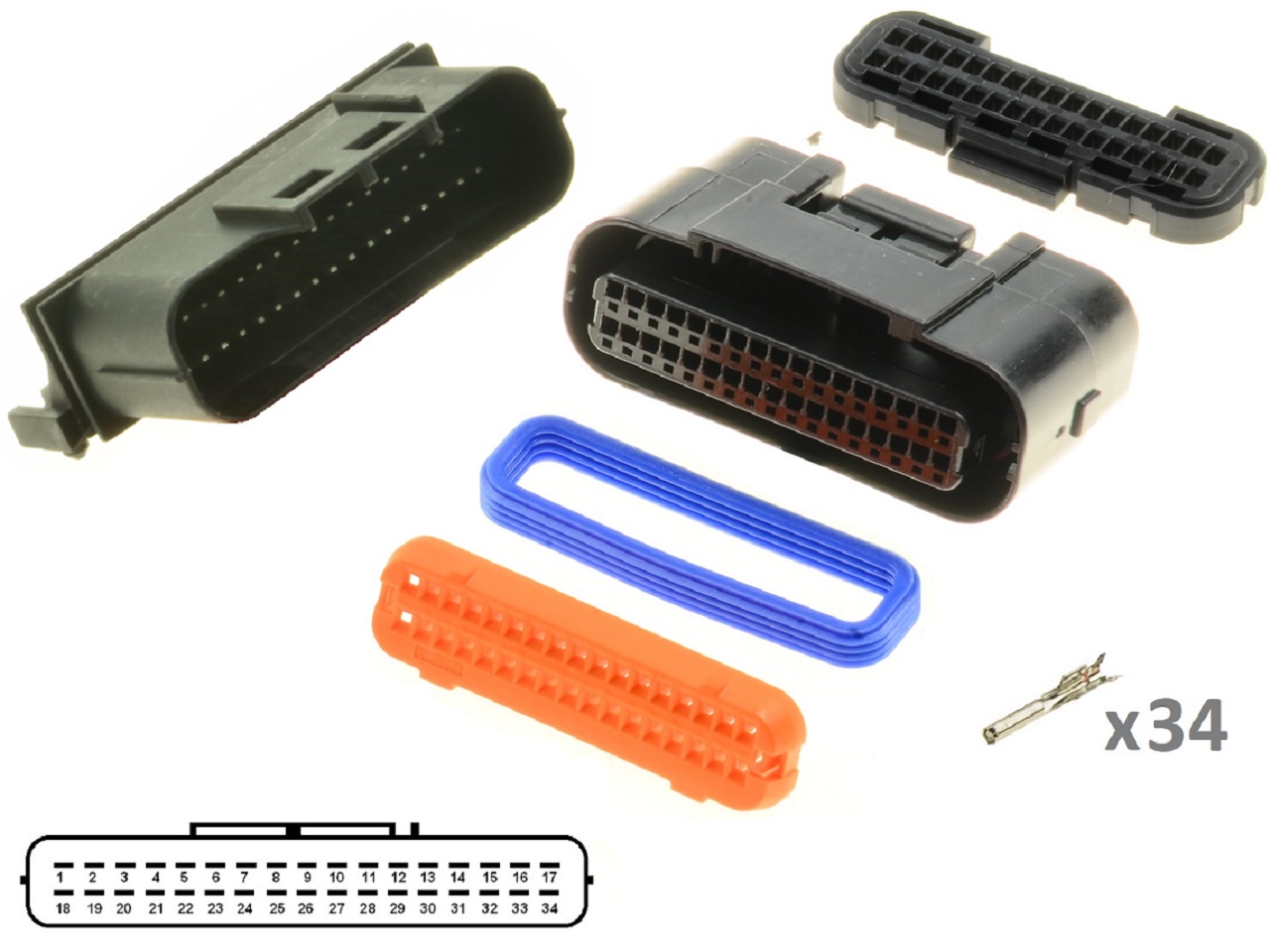 Kawasaki Suzuki Yamaha 34 way ECU CDI ECM motorcyle connector set - Male + Female Kawasaki Suzuki Yamaha 34 way ECU CDI ECM motorcyle connector set - Male + Female