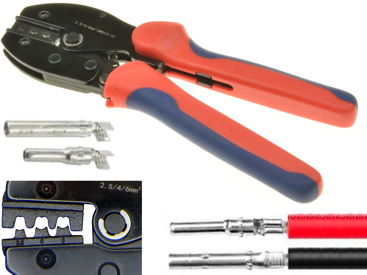 AMP faston crimping tool plier - 2.5mm2-6mm2 / 13-10AWG - Click Image to Close