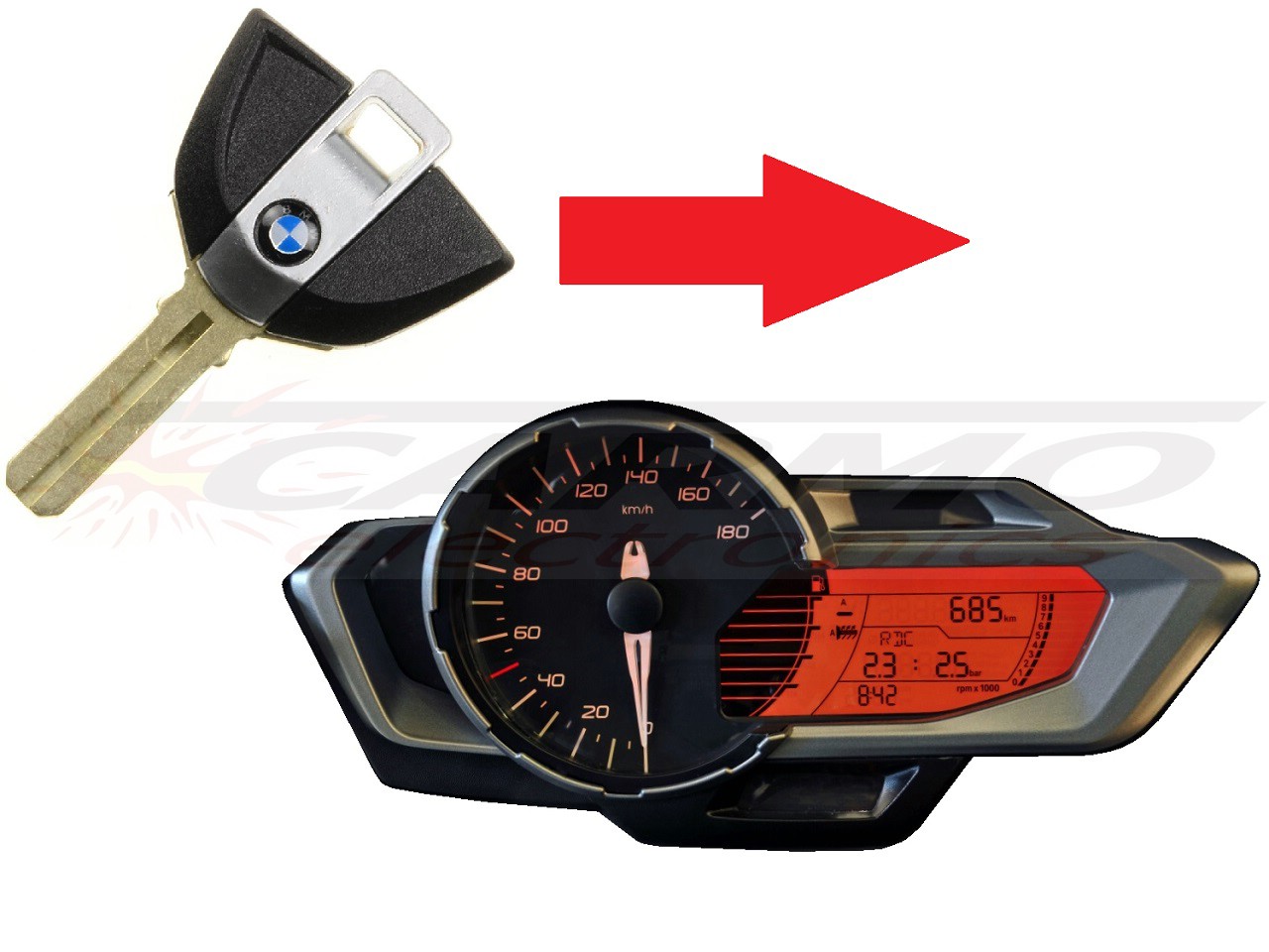 BMW C600 C650 G310 1x chip key programming → Dashboard cluster - Click Image to Close