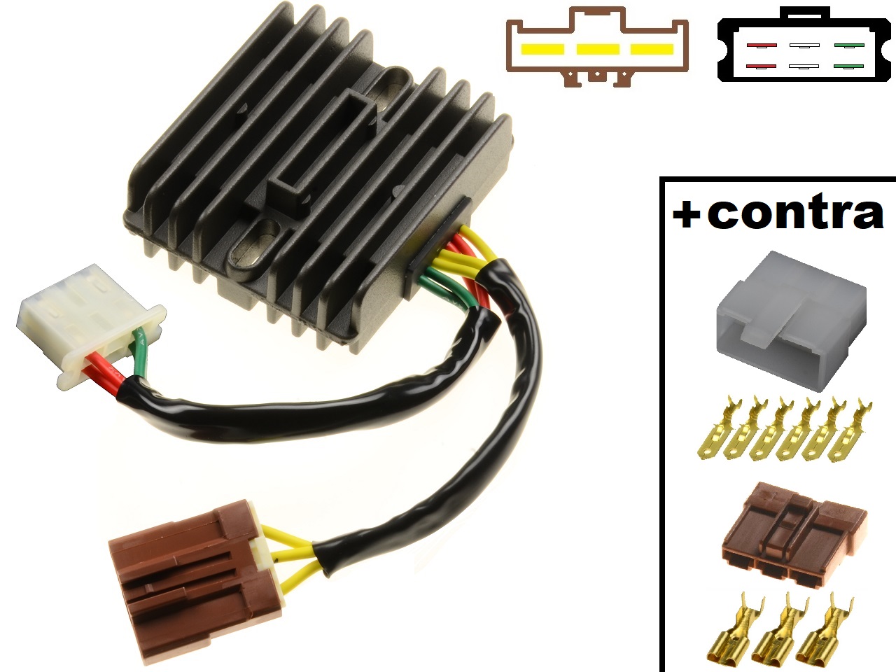 CARR971 - Aprilia RSV1000 Mille Tuono Caponord Futura SL1000 Falco MOSFET Voltage regulator rectifier + contra connectors - Click Image to Close