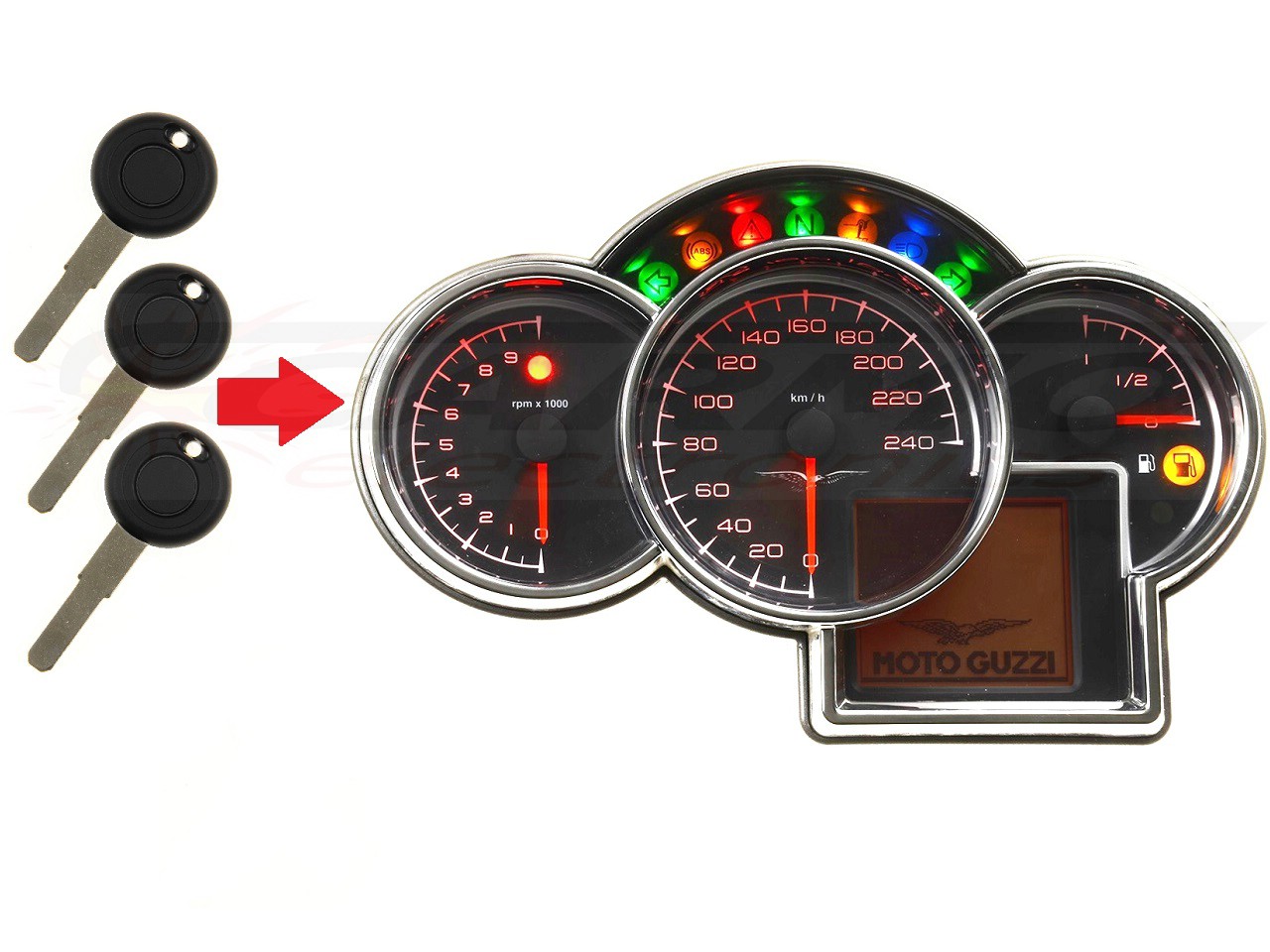 Moto Guzzi 3x transponder key programming → dashboard - Click Image to Close