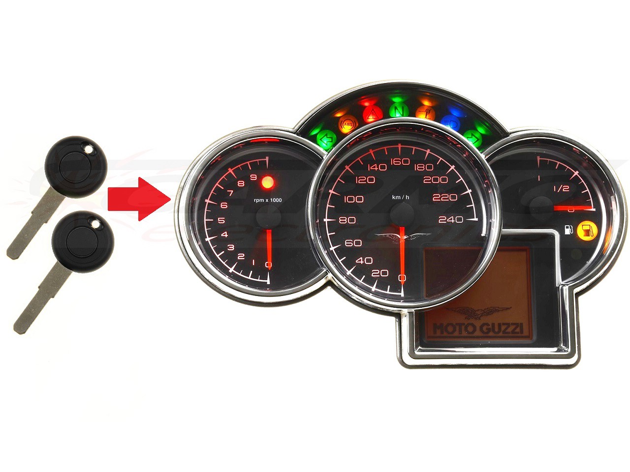 Moto Guzzi 2x transponder key programming → dashboard - Click Image to Close