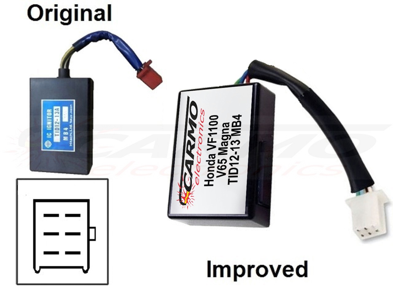 Honda VF1100 V65 Magna igniter ignition module CDI TCI Box (MB4, TID12-13, TID12-13A) 2x - Click Image to Close