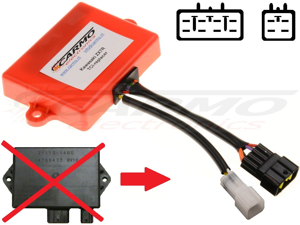 Kawasaki ZX7R ZX750 Ninja igniter ignition module CDI TCI Box (21119-1460, 21119-1462) - Click Image to Close