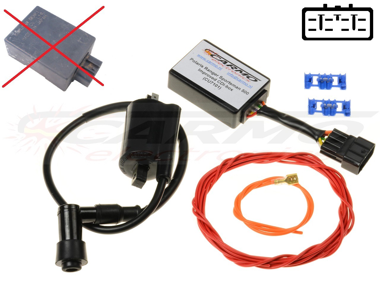 Polaris Ranger 400 500 Sportsman HO 4x4 6x6 igniter ignition module CDI TCI Box (CU7101, 3087169, Kokusan Denki) - Click Image to Close