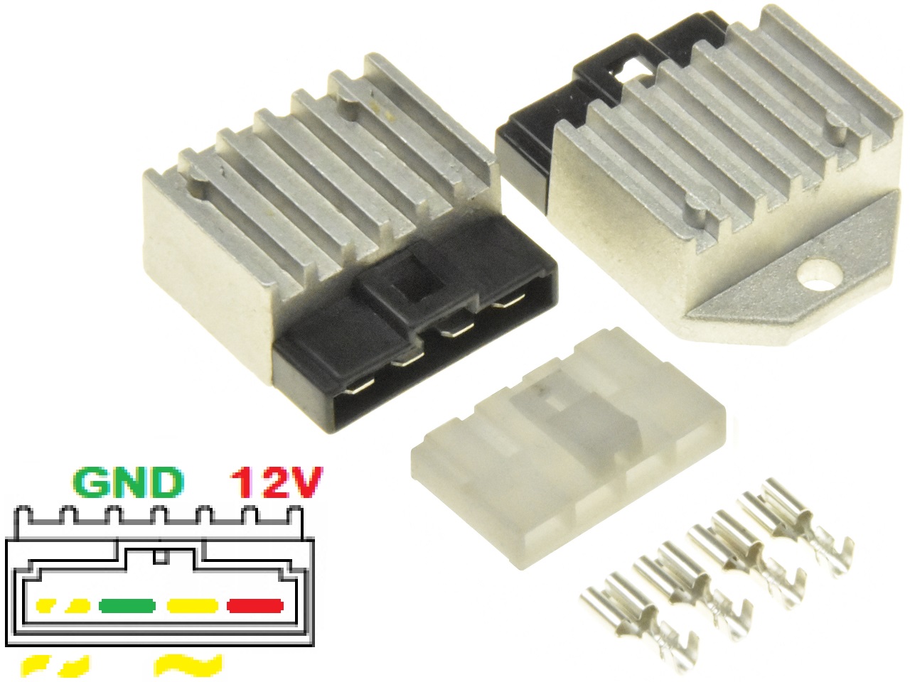 Shindengen SH653-12, SH635-12, SH610-12, SH636A-12, SH580-12 Voltage regulator rectifier + counter plug complete - Click Image to Close